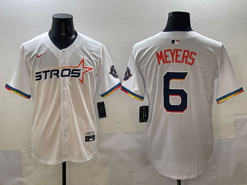 Men Houston Astros 6 Meyers White Four generations Joint Name 2025 Nike MLB Jersey style 1